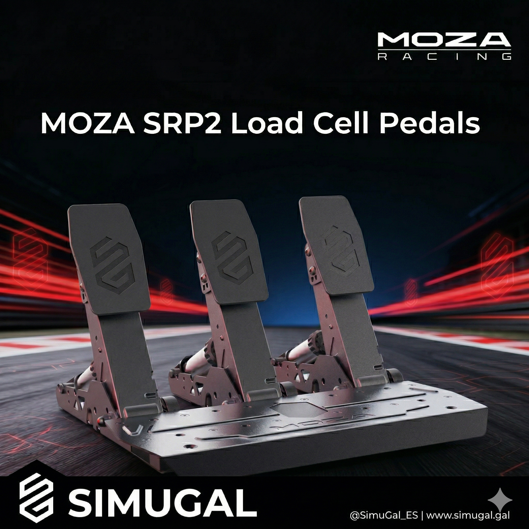 Pedales MOZA SRP2 Load Cell de acelerador y freno