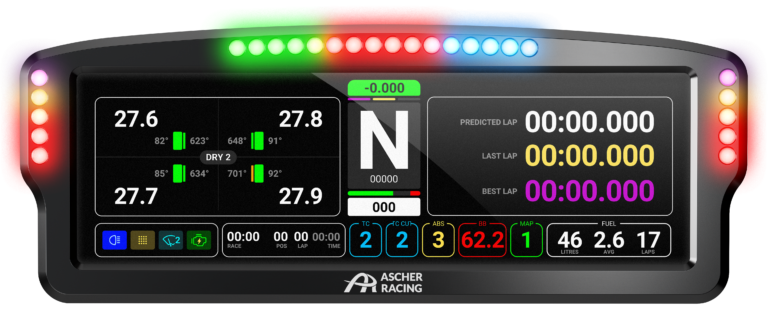 Ascher Racing Dashboard 8″ – Pantalla Simracing 1280×400