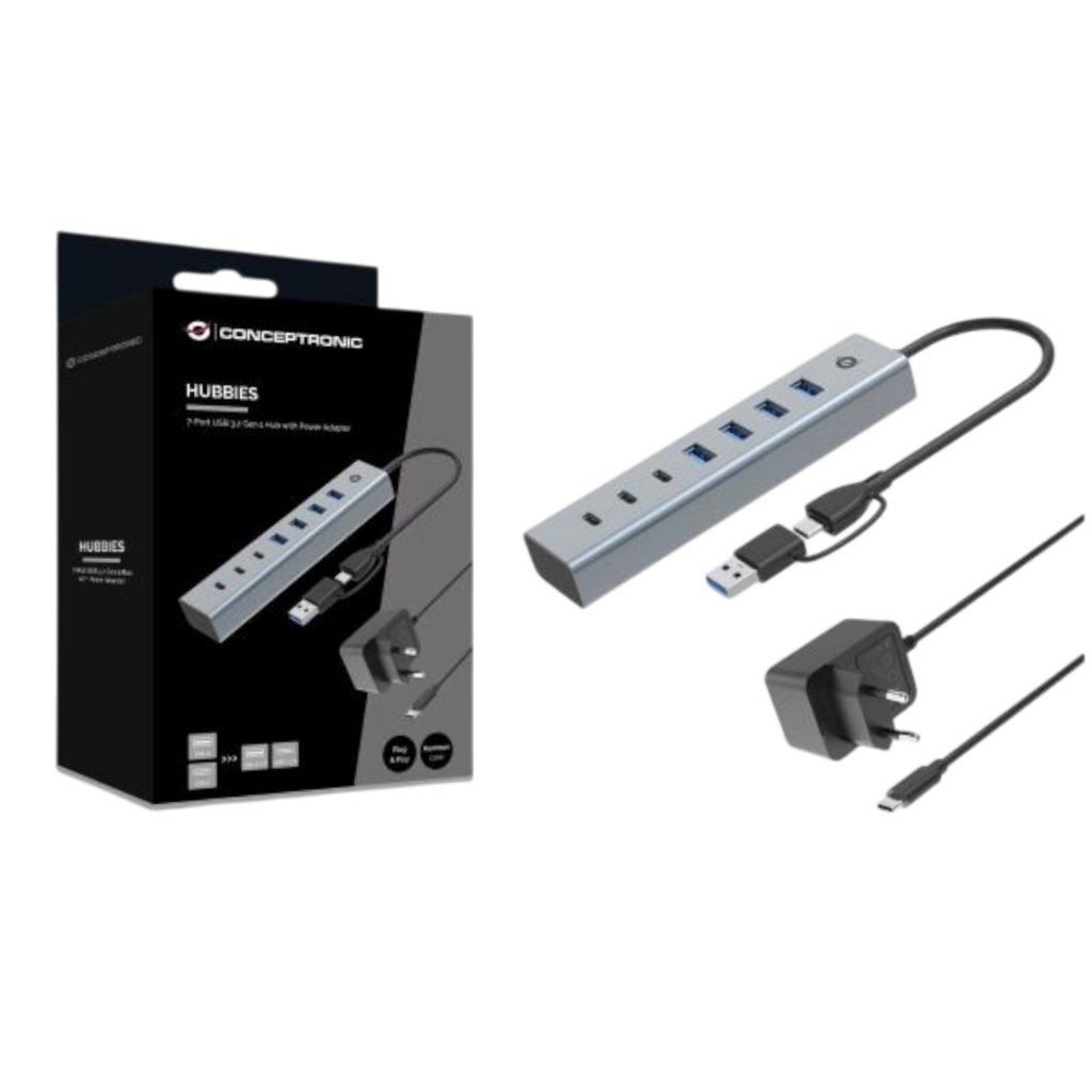 Conceptronic HUBBIES20GP – Hub USB 3.2 Gen 1 de 7 puertos