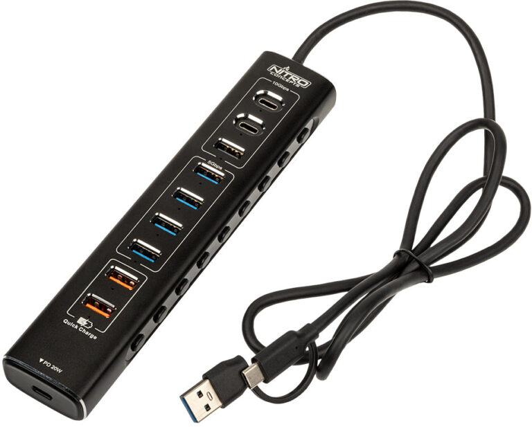 Nitro Concepts UH1 Hub USB 10 Puertos Híbrido