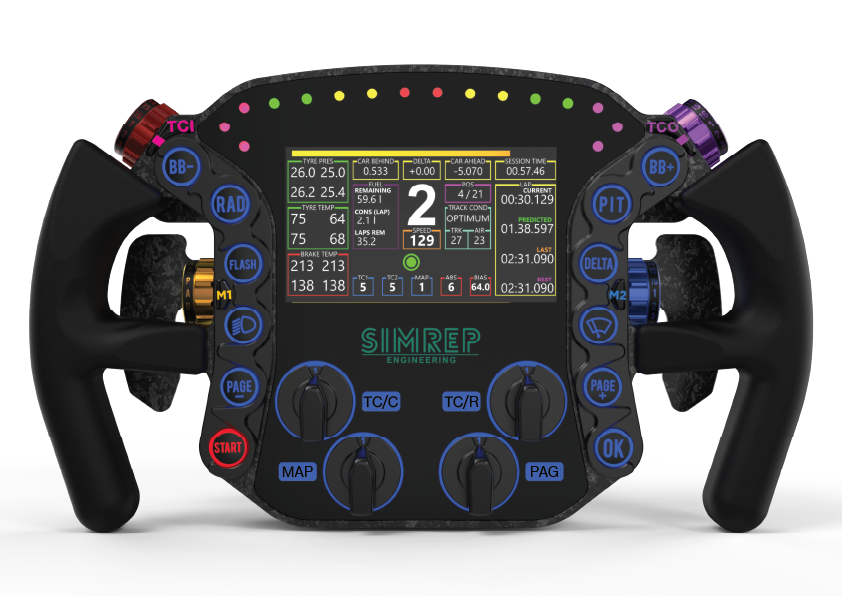 SimRep P9XX – Volante Sim Racing con Pantalla TFT