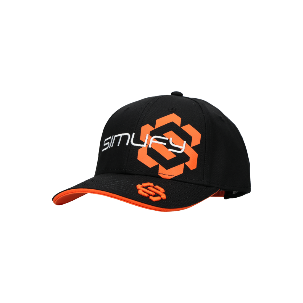 Gorra Oficial Simufy Sim Racing – Snapback Negro/Naranja