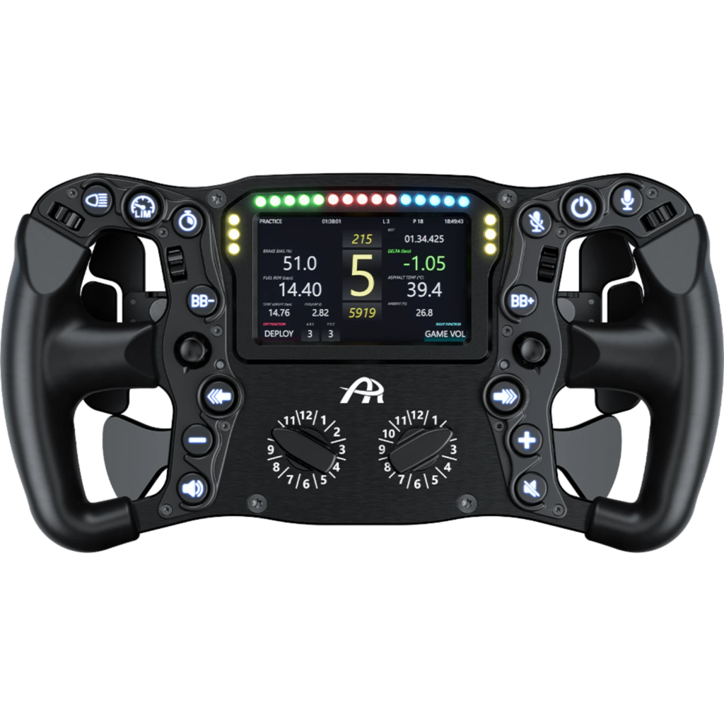 Volante Ascher Racing Ultimate Black Edition con dashboard de 4 pulgadas